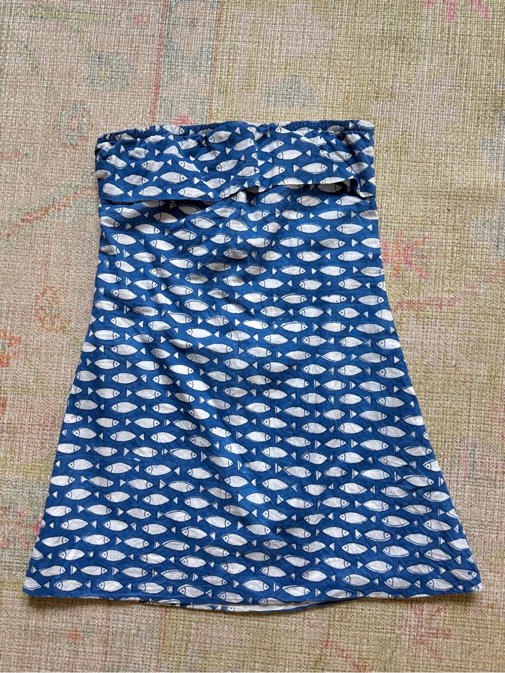 Cocolillys blue fish strapless dress- small
